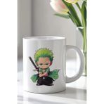 Mio Life One Piece Roronoa Zoro Tasarımlı 330ML Baskılı Beyaz Seramik Kupa Bardak - 100 Adet