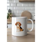 Mio Life Sevimli Köpek Desenli 330ML Baskılı Beyaz Seramik Kupa Bardak - 100 Adet