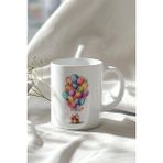 Mio Life Sevimli Renkli Balon Tasarımlı 330ML Baskılı Beyaz Seramik Kupa Bardak - 100 Adet