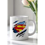 Mio Life Superman Tasarımlı 330ML Baskılı Beyaz Seramik Kupa Bardak - 100 Adet