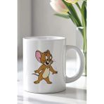 Mio Life Tom And Jerry Tasarımlı 330ML Baskılı Beyaz Seramik Kupa Bardak - 100 Adet