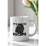 Mio Life Yazılımcılara Özel Escape Key Temalı 330ML Baskılı Beyaz Seramik Kupa Bardak - 100 Adet