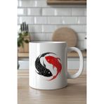 Mio Life Yin Yang Balık Desenli 330ML Baskılı Beyaz Seramik Kupa Bardak - 100 Adet