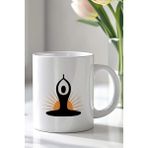 Mio Life Yoga Meditasyon Temalı 330ML Baskılı Beyaz Seramik Kupa Bardak - 100 Adet