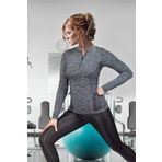 MioFit Kadın Tides Fermuar Yakalı Uzun Kollu Dikişsiz Spor Tişört GREY MELANGE M-L