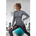 MioFit Kadın Tides Fermuar Yakalı Uzun Kollu Dikişsiz Spor Tişört GREY MELANGE S-M
