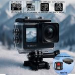 Mioji Action 12 Pro 5K 30FPS 24MP Çift Ekran 170° Aksiyon Kamerası - Kumanda ve Mikrofon Hediyeli - Siyah