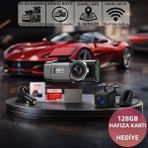 Mioji G300 Plus 4K GPS G-Sensör Gece Görüşü Wifi Arka-Ön Araç Içi Kamera (128GB Hafıza Kartı Hediye) - Gri