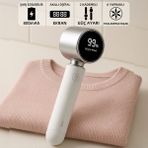 Mioji LR6 Dijital Gösterge 800mAh Kablosuz Tüy Tiftik Makinesi - Beyaz (Tüy Toplayıcı Rulo Hediye)