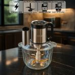 Mioji MX20 1200W 5 Litre Büyük Cam Hazneli Et Kıyma Makinesi Sebze Rondo Blender Doğrayıcı - Inox