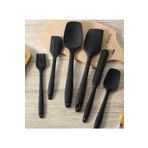 Miomi Isıya Dayanıklı Yanmaz Yapışmaz Silikon Spatula Seti 6 Parça Siyah