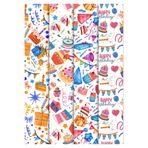 Miona Doğum Gününe Özel Hediye Paketleme Ambalaj Kağıdı 35x50 cm 4' lü Paket (4 Adet)