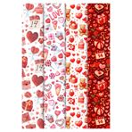 Miona Sevgililer Gününe Özel Hediye Paketleme Ambalaj Kağıdı 35x50 cm 4' lü Paket (4 Adet)