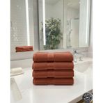Mions Velur %100 Pamuk Doğal El & Yüz & Baş Havlusu 4 Adet - Kiremit - 50 x 100 cm