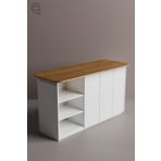 Mionte Flat-Pack Calm Mutfak Adası 160 cm Bar Yemek Masası - Çok Amaçlı Dolap ve Fırın Bölmesi