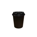 Miopack Kalın Siyah Kapaklı Karton Kağıt Bardak 8oz Ekstra 230 ml 100 Adet