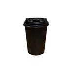 Miopack Karton Kağıt Bardak 14oz 410ml Ekstra Kalın Siyah Kapaklı 50 Adet