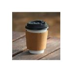 Miopack Karton Kağıt Bardak 14oz 410ml Ekstra Kalın Siyah Kapaklı ve Bardak Ceketi sleeve 100 Adet