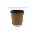 Miopack Karton Kağıt Bardak 8oz 230ml Kraft Çift Katlı Siyah Kapaklı 25 ADET
