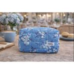 MIORA BAG Mavi Çiçek Desenli Makyaj Çantası-Düzenleyici&Seyahat Çantası
