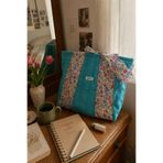 MIORA BAG Mavi Çiçek Desenli Omuz Çantası- Şık & Geniş Tote