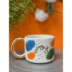 Miora Seramik El Yapımı “Joy” Yazılı Seramik Fincan – Renkli Desen & Altın Detay – 200 ml