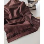 Miorel Scarfs G Desen Çift Taraflı Kaşmir İpek Şal 4 Mevsim Soft Pamuklu Şal Acı Kahve