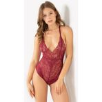 Miorre Ayarlanabilir Çapraz Askılı Dantel Bodysuit Babydoll PUDRA M-L