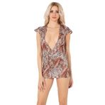 Miorre Göğüs Dekolteli Mini Elbise-061 LEOPAR L-XL