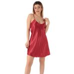 Miorre İnce Askılı Mini Saten Gecelik-336 BORDO S-M