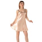 Miorre İnce Askılı Mini Saten Gecelik L-XL SÜTLÜ KAHVE