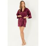 Miorre Kadın Bordo Saten Sabahlık Rahat Kesim ve Feminen Desen ile Şıklık Sunar - Koyu Bordo - XL - 2XL