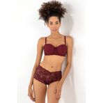 Miorre Push-Up Dolgulu Dantel Detaylı Straplez Bordo Sütyen Takım