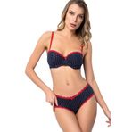 Miorre Push-Up Dolgulu Straplez Puantiyeli Lacivert Sütyen Takım