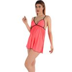 Miorre Sabit Askılı Transparan Mini Gecelik NEON PEMBE L-XL