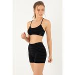 Miorre Shiny Dikişsiz Kaplı Spor Büstiyer - M - L - Koyu Siyah