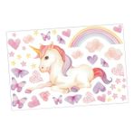 Mipcase 1 Sayfa Pvc Duvar Sticker Karikatür Gökkuşağı Unicorn Grafiti Çıkartması Çocuk Odası Arka Plan
