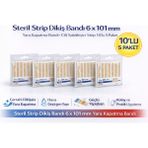 Mir Kitap Steril Strip Dikiş Bandı 6 x 101 mm Yara Kapatma Bandı Cilt Sabitleyici Strip 10LU 5 Paket