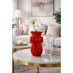 Mir Store Kurdele Detaylı Dekoratif Vazo | Modern & Şık Ev Aksesuarı | Çiçeklik - Kırmızı