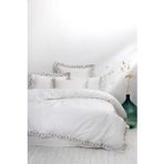 Mira Battal Boy Nevresim Takımı %100 Organik Pamuk Saten Nakışlı Krem 240x220 Cm