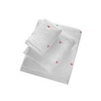 Mira Home 3 Parça Kalp Nakışlı Banyo Havlusu Takımı %100 Pamuklu Lovely Set Gülkurusu Beyaz