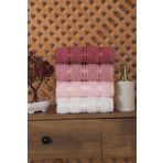Mira Home 4 lü El Yüz Renkli Havlu Seti%100 Pamuk 50x90 Cm Lidya Bordo