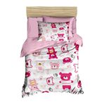 Mira Home Bear Toy Pink Dijital Baskılı 3D Pamuklu Yenidoğan Bebek Nevresim Takımı