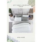 Mira Home Çift Kişilik Nevresim Takımı Pamuklu Çift Taraflı Lastikli Çarşaflı Beyaz