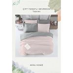Mira Home Çift Kişilik Nevresim Takımı Pamuklu Çift Taraflı Lastikli Çarşaflı Pudra Gri