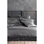 Mira Home Çift Kişilik Su Yollu Saten Nevresim Takımı Polycotton - Antrasit - 200 x 220 cm