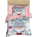 Mira Home Cute Gnome Pink Dijital Baskılı 3D Pamuklu Yenidoğan Bebek Nevresim Takımı