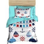 Mira Home Dijital Baskılı 3D Pamuklu Yenidoğan Bebek Nevresim Takımı Çapa Marine - Mavi - 100 x 150 cm