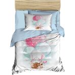 Mira Home Elephant Baloon Blue Dijital Baskılı 3D Pamuklu Yenidoğan Bebek Nevresim Takımı
