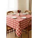 Mira Home Fiber Kareli Masa Örtüsü Sofra Bezi Ekose Desen 160X160 cm Kırmızı - 0,5 x 9 cm - Renkli